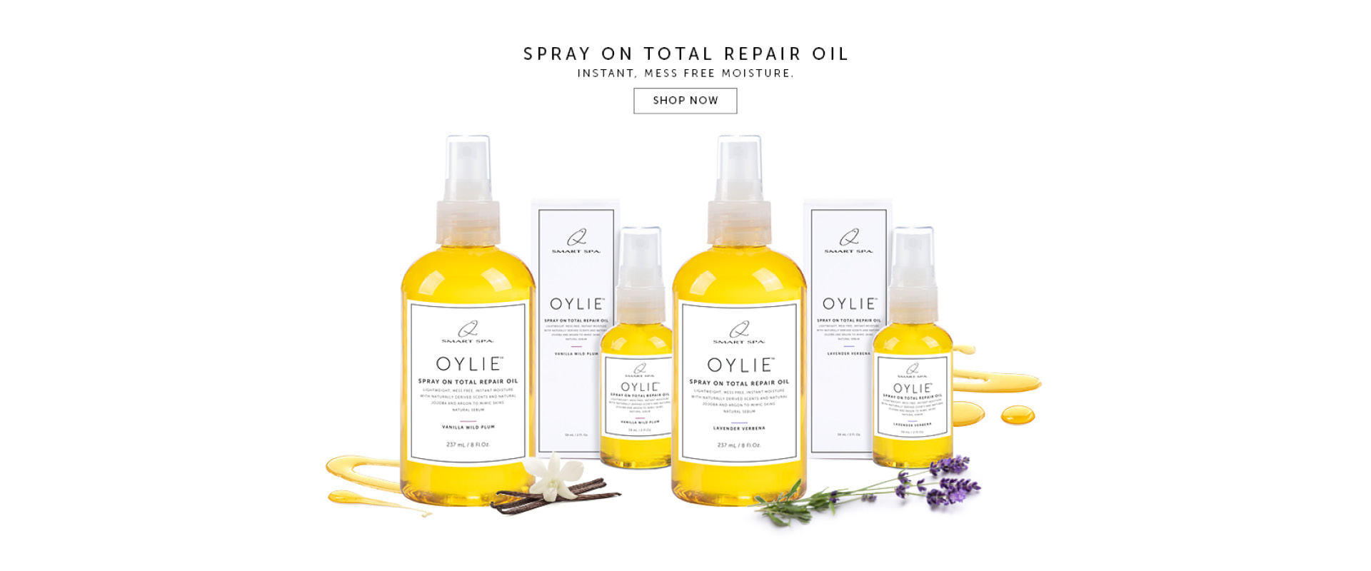 Oylie Spray on total repair oil. Instant Mess Free Moisture. Shop Now