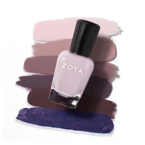 Zoya Nail Polish in Evelyn Bottle over swatches