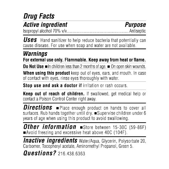 Zoya Hand Sanitizer Drug Facts Label
