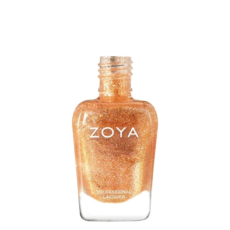 Zoya Sugar rose gold glitter nail polish color swatch