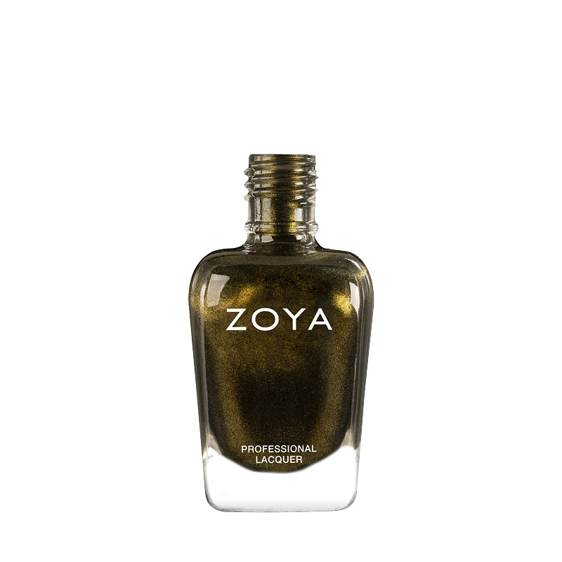 Lowell | Wistful deep olive green burnished gold crushed velvet metallic Long Lasting Vegan Nail Polish | ZOYAspill