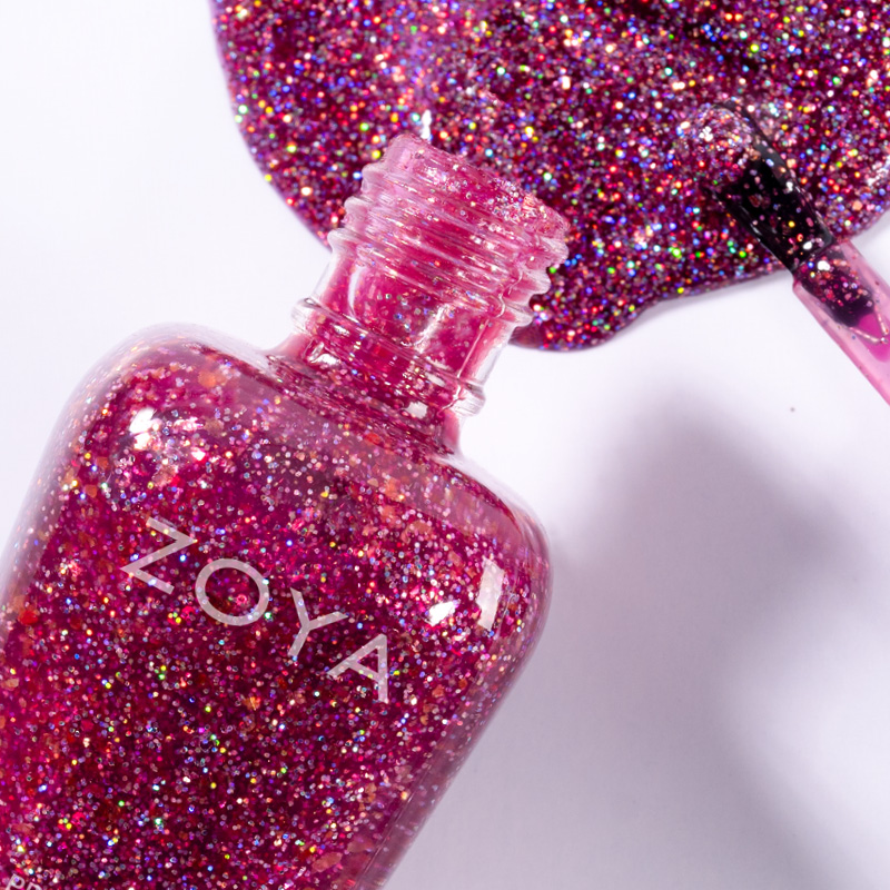 Adelaide | Dreamy rose pink flake holographic glitter Long Lasting Vegan Nail Polish | ZOYA3