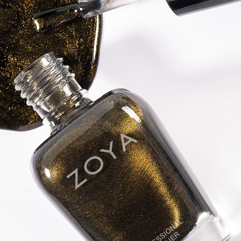Lowell | Wistful deep olive green burnished gold crushed velvet metallic Long Lasting Vegan Nail Polish | ZOYA3