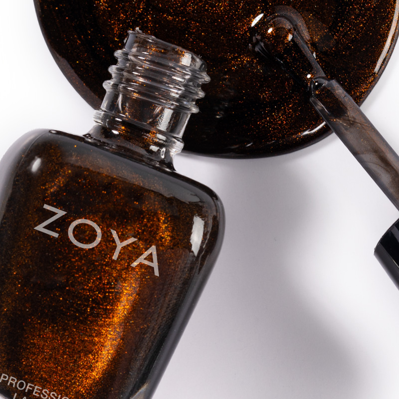 Thatcher | Warm chestnut burnished gold crushed velvet metallic Long Lasting Vegan Nail Polish | ZOYA3