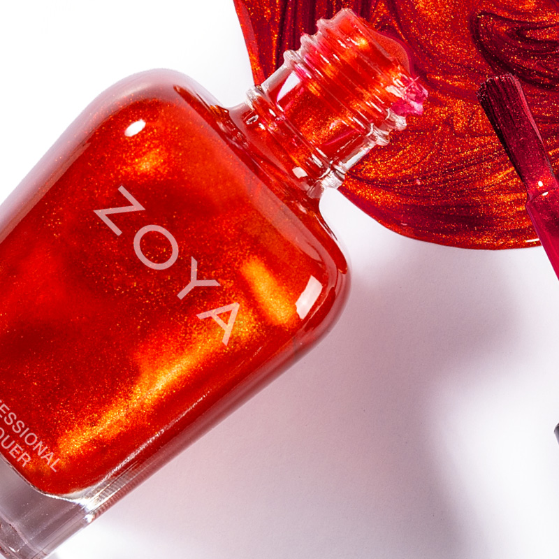 Phyre | Fiery orange-red metallic Long Lasting Vegan Nail Polish | ZOYA3