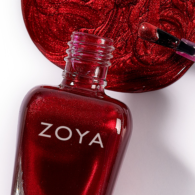 Gael | Alluring deep red metallic Long Lasting Vegan Nail Polish | ZOYA3